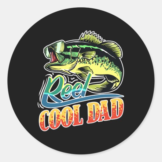 Reel Cool Dad Fisherman Funny Vist Ronde Sticker (Voorkant)