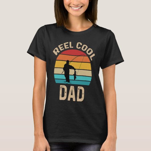 Reel Cool Dad Fishing Vintage Retro T-shirt (Voorkant)