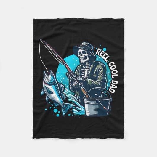 Reel Cool Dad Funny Skeleton Vist vader Fleece Deken (Voorkant)