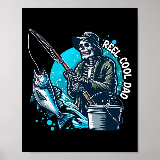 Reel Cool Dad Funny Skeleton Vist vader Poster (Voorkant)
