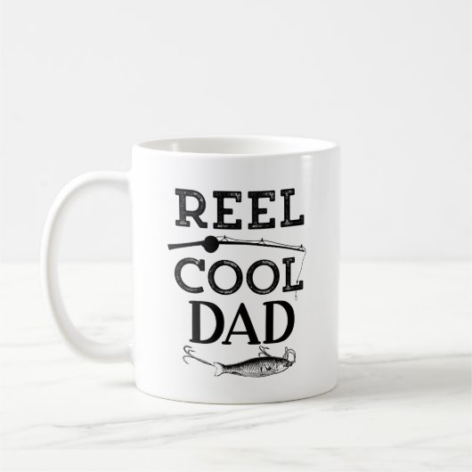 Reel Cool Dad Funny Vist Pun Fathers Mannen Koffiemok (Links)