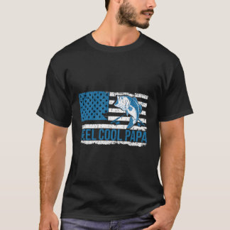 Reel Cool Dad Papa Amerikaanse vlag Vist Visser T-shirt