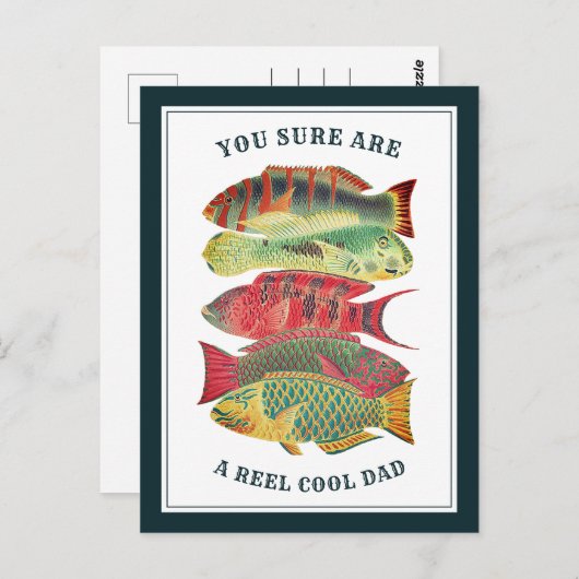 Reel Cool Dad Vaderdag | wit Briefkaart (Voorkant / Achterkant)