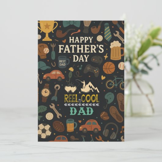  Reel Cool Dad Vaders Dag Gift Kaarten Daddy (Staand voorkant)