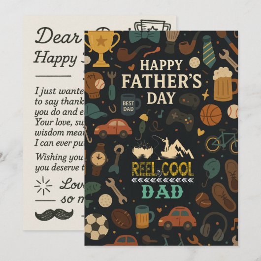  Reel Cool Dad Vaders Dag Gift Kaarten Daddy (Voorkant / Achterkant)