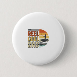 Reel Cool Dad Vintage Fishing T-Shirt Design_1 Ronde Button 5,7 Cm