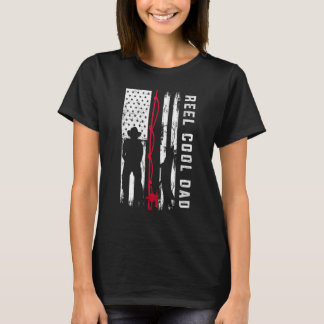 Reel Cool Dad Vissen Amerikaanse vlag T-shirt