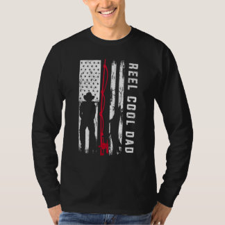 Reel Cool Dad Vissen Amerikaanse vlag T-shirt