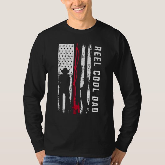 Reel Cool Dad Vissen Amerikaanse vlag T-shirt (Voorkant)