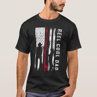 Reel Cool Dad Vissen Amerikaanse vlag T-shirt