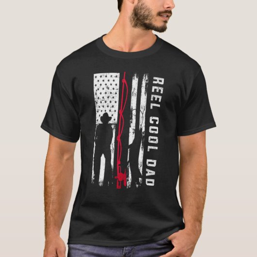 Reel Cool Dad Vissen Amerikaanse vlag T-shirt (Voorkant)