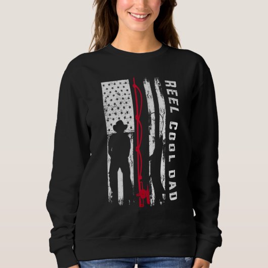 Reel Cool Dad Vissen Amerikaanse vlag Trui (Voorkant)