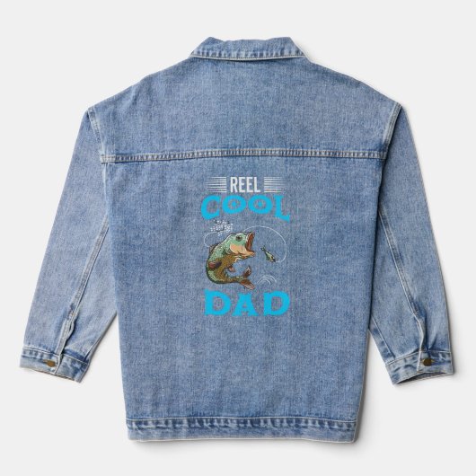 Reel Cool Dad Vist Bottom Jumping Troll Papa Denim Jacket (Achterkant)