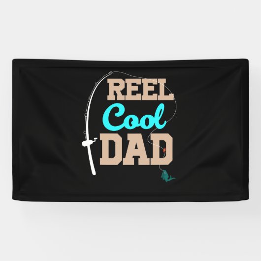 Reel Cool Dad Vist Fathers Day Gift Vist Spandoek (Horizontaal)