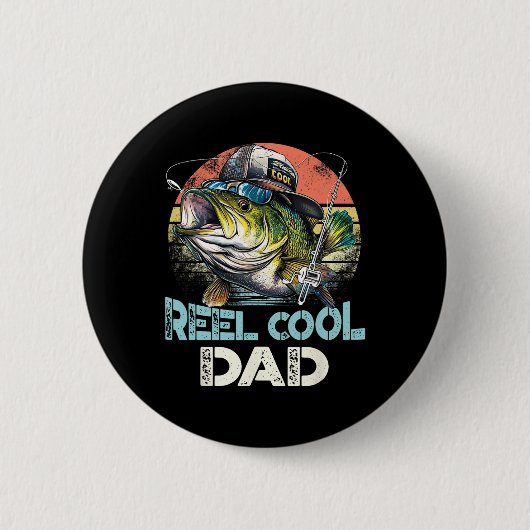 Reel Cool Dad Vist Retro Vaderdag Ronde Button 5,7 Cm (Voorkant)