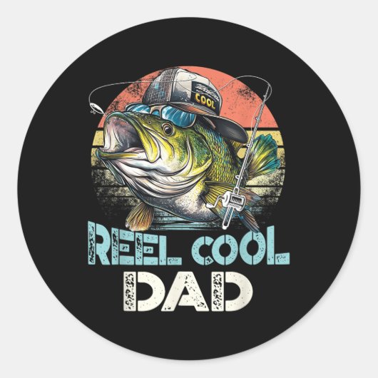 Reel Cool Dad Vist  Retro Vaderdag Ronde Sticker (Voorkant)