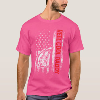 Reel Cool Daddy Amerikaanse vlag Gevist Vaderdag T-shirt