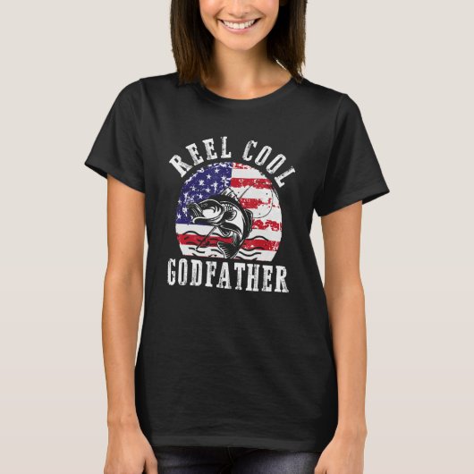 Reel Cool Godfather  US Flag Fisher  Godson Goddau T-shirt (Voorkant)
