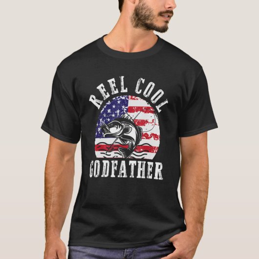 Reel Cool Godfather US Flag Fisher Godson Goddau T-shirt (Voorkant)