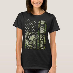 Reel Cool Grandma Camouflage Amerikaanse vlag Vist T-shirt