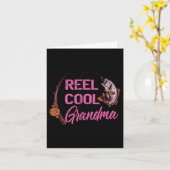 Reel Cool Grandma Woman Anglers Fishing  Kaart (Gele Bloem)