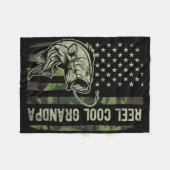 Reel Cool Grandpa Camouflage American Flag Fathers Fleece Deken (Voorkant (Horizontaal))
