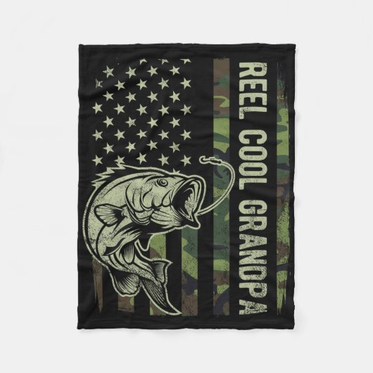 Reel Cool Grandpa Camouflage American Flag Fathers Fleece Deken (Voorkant)