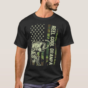 Reel Cool Grandpa Camouflage American Flag Fisherm T-shirt
