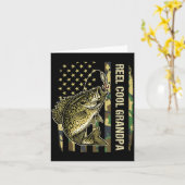 Reel Cool Grandpa Crape Fishing Camo American Flag Kaart (Gele Bloem)
