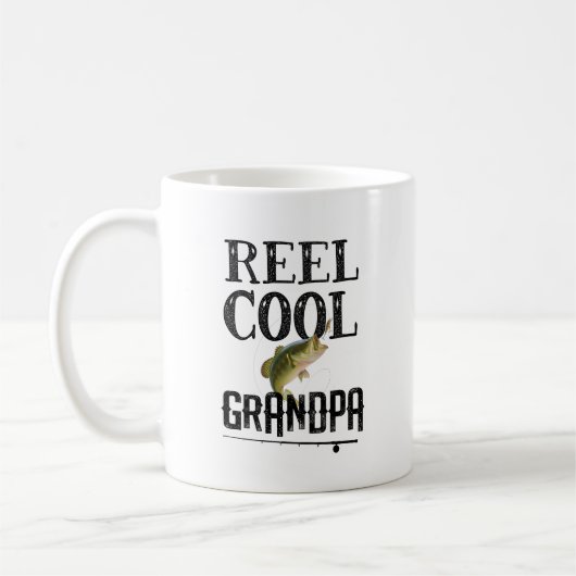 Reel Cool Grandpa Funny Vist Pun Grandpa Mannen Koffiemok (Links)