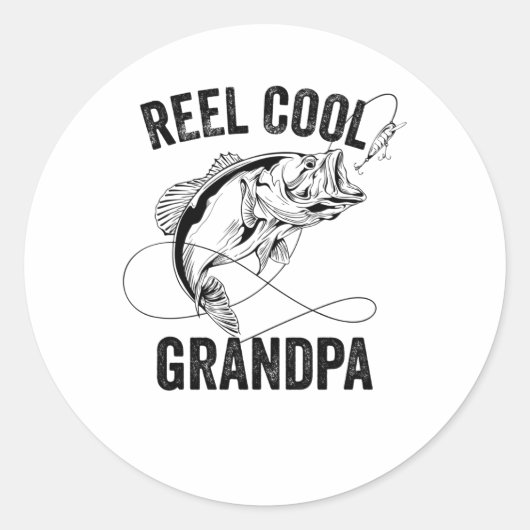 Reel Cool Grandpa Retro Fathers Day Vist Gift Ronde Sticker (Voorkant)