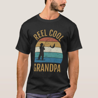 Reel Cool Grandpa Retro Fisherman Gift T-shirt