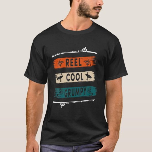 Reel Cool Grumpy Fisherman Funny Vist T-shirt (Voorkant)