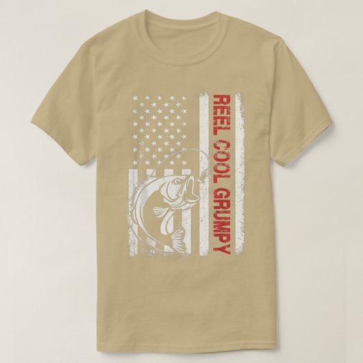 Reel Cool Grumpy USA Flag Vist Vaderdag T-shirt (Design voorkant)