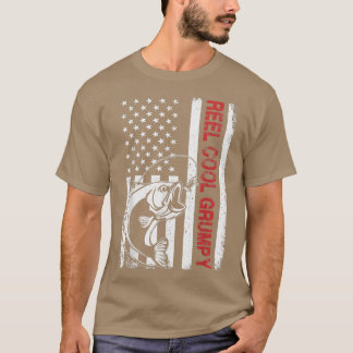 Reel Cool Grumpy USA Flag Vist Vaderdag T-shirt