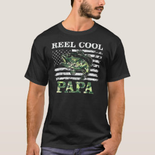 Reel Cool Papa American Flag Camouflage Vist Fa T-shirt