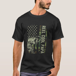 Reel Cool Papa Camouflage American Flag Fathers Da T-shirt
