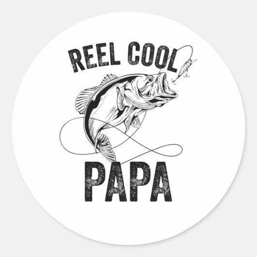 Reel Cool Papa Fathers Day Vist Gift Fisherman Ronde Sticker (Voorkant)