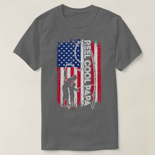 Reel Cool PAPA Fish American Flag Fisherman PAPA F T-shirt (Design voorkant)