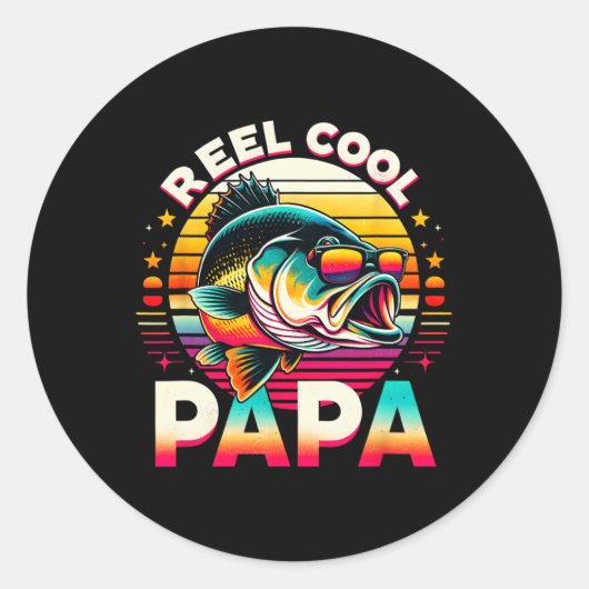 Reel Cool Papa Fisherman Fishing Dad Papa Father's Ronde Sticker (Voorkant)