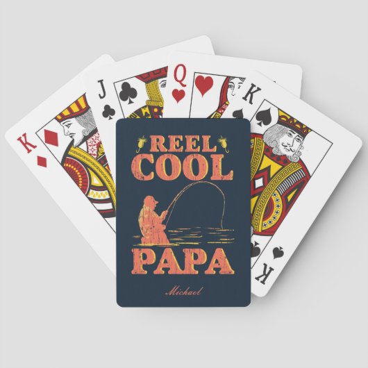 Reel Cool Papa Funny Vissen Vaderdag Pokerkaarten (Achterkant)