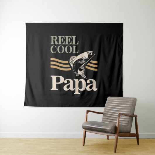 Reel Cool Papa - vader en grootvader Gifts Wandkleed (In Situ (horizontaal))