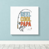 Reel Cool Papa Visshirt Ontwerp_1 Canvas Afdruk (Insitu (Houten vloer))