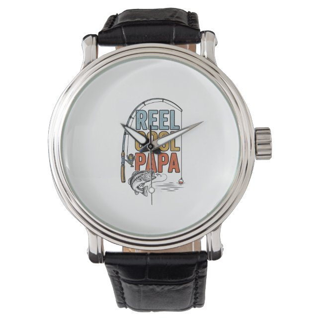 Reel Cool Papa Visshirt Ontwerp_1 Horloge (Voorkant)