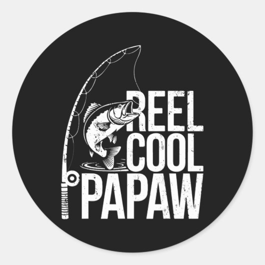 Reel Cool Papaw Shirt Mannen Papa Fisherman Father Ronde Sticker (Voorkant)