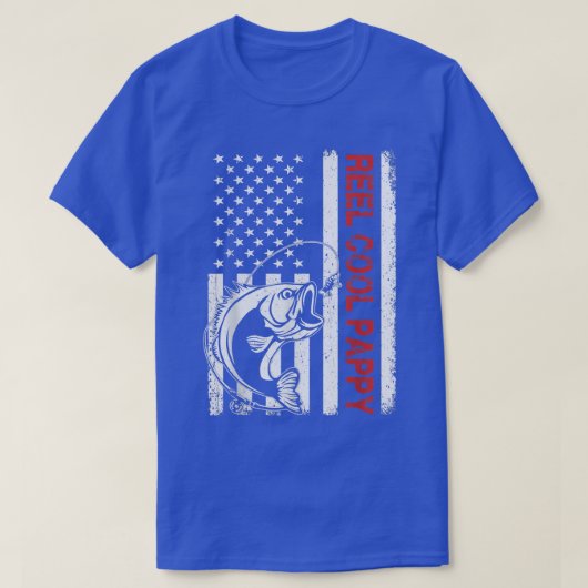 Reel Cool Pappy USA Flag Vist Vaderdag T-shirt (Design voorkant)