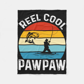 Reel Cool Pawpaw Fishing Fisherman Funny Retro Paw Fleece Deken