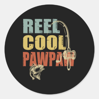Reel Cool Pawpaw Funny Fisherman  Vissen D Ronde Sticker
