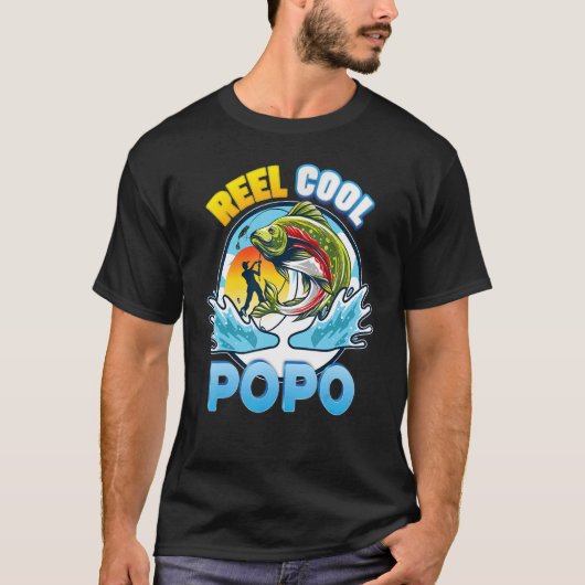 Reel Cool Popo Vist papa Papa papa T-shirt (Voorkant)