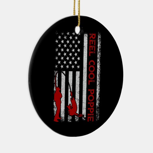 Reel Cool Poppie American Flag Vist vaders vaders Keramisch Ornament (Rechts)
